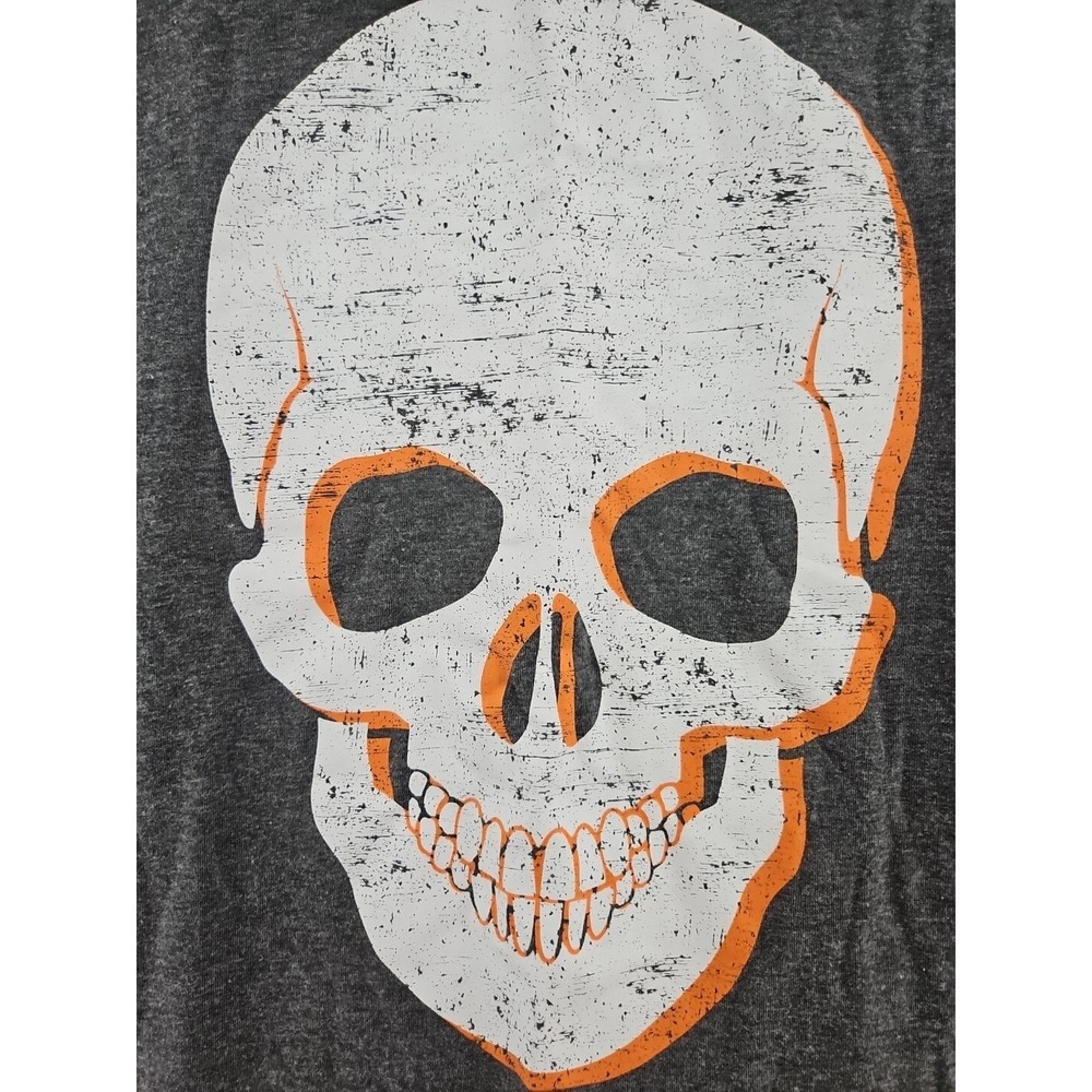 Heather Gray SKULL Halloween Spooky Cotton Blend T Shirt Med Men's/ Unisex